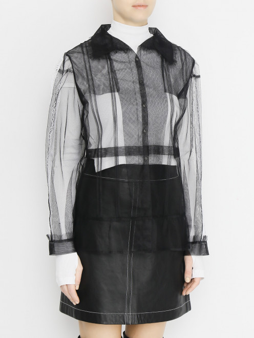 Блуза из сетки с кружевной отделкой Maison Margiela - МодельВерхНиз