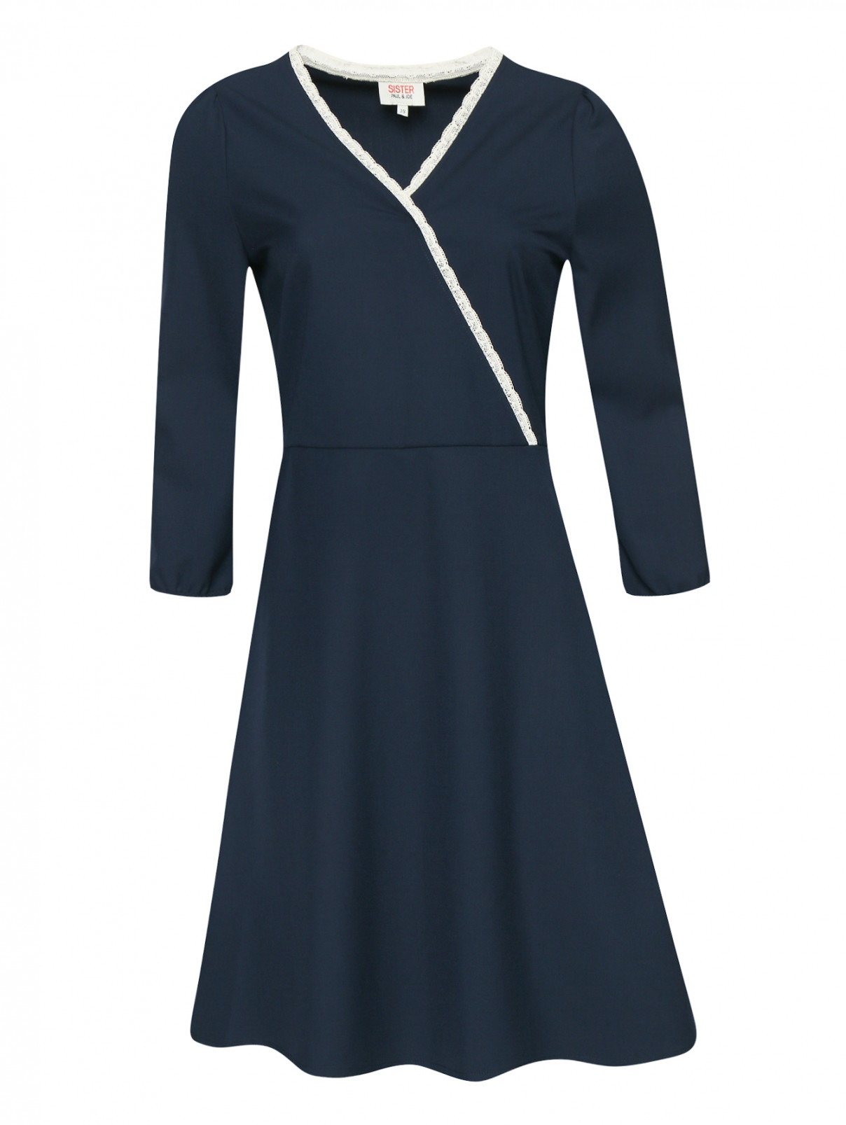Платье-мини с контрастной отделкой Paul&Joe Sister  –  Общий вид  – Цвет:  Синий
