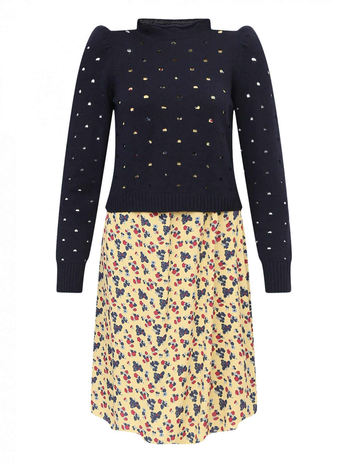 Трикотажное платье с цветочным узором Max&Co  –  Общий вид  – Цвет:  Узор