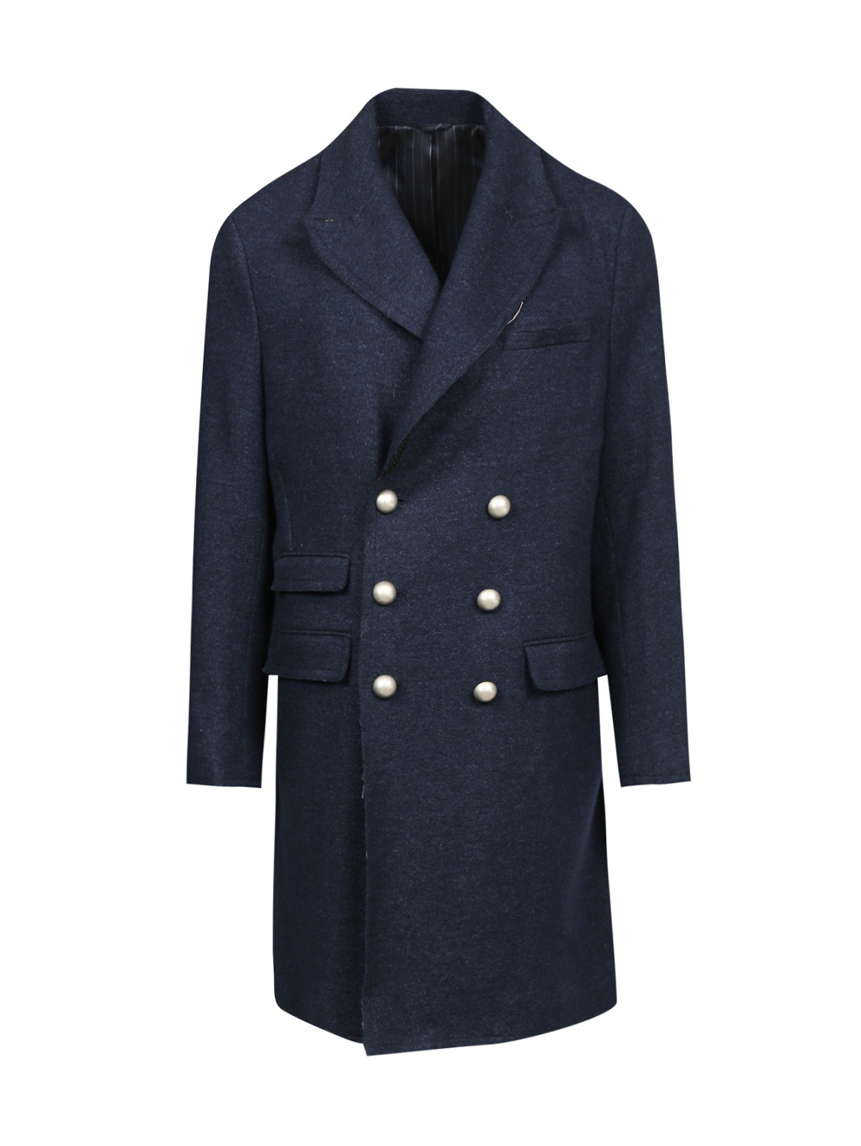Пальто двубортное из шерсти Ermanno Scervino  –  Общий вид  – Цвет:  Синий