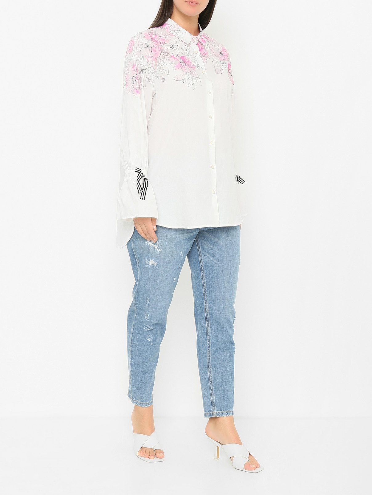 Блуза из хлопка с цветочным узором MARINA SPORT MARINA RINALDI  –  МодельОбщийВид  – Цвет:  Узор