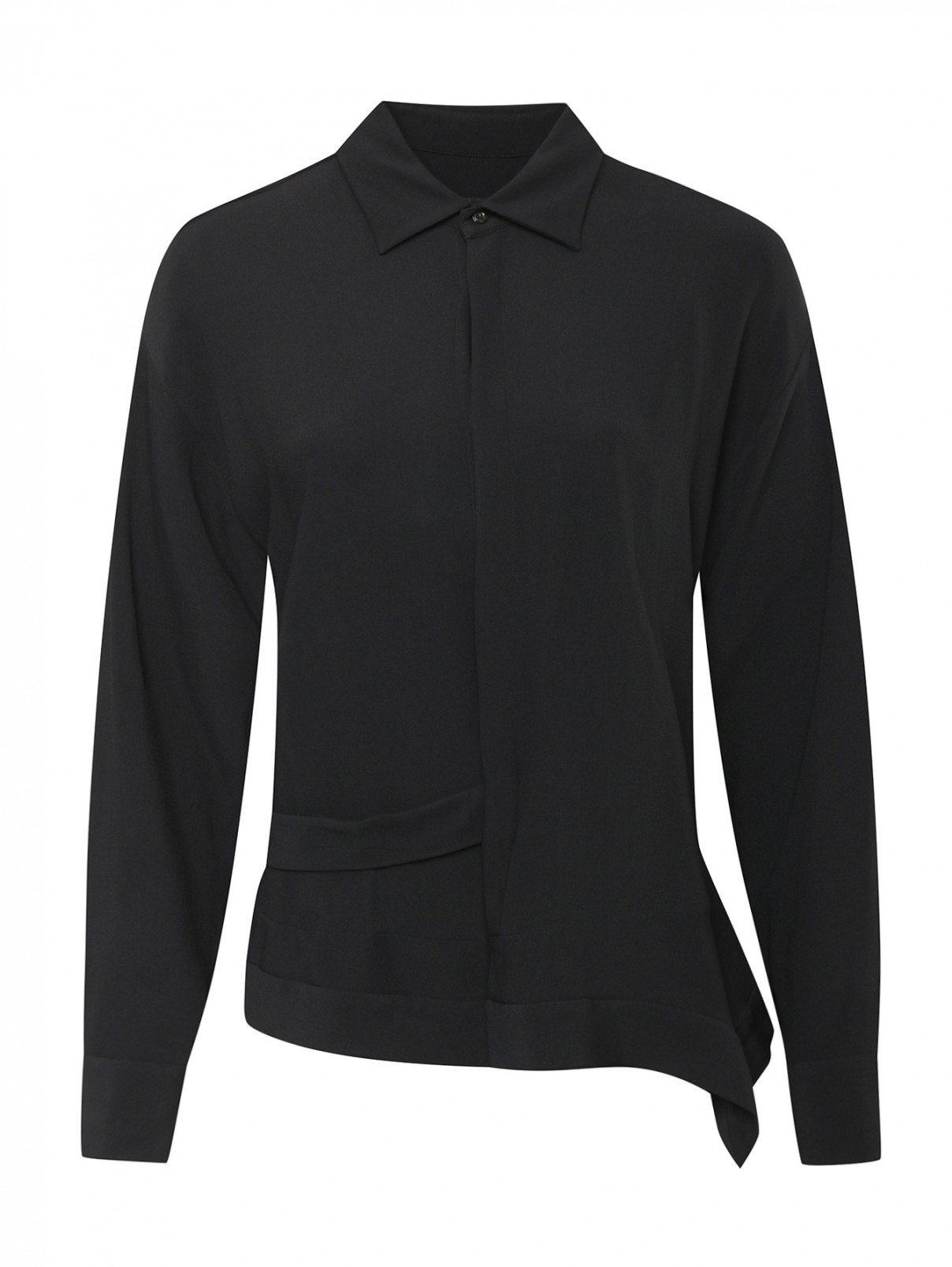 Однотонная блуза с поясом Dsquared2  –  Общий вид  – Цвет:  Черный