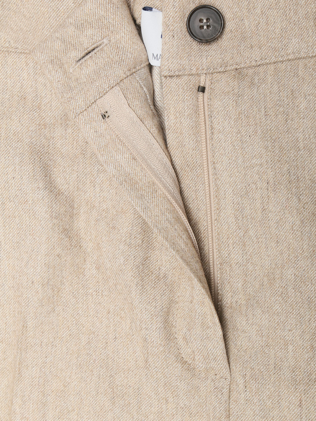 Однотонные брюки из смешанной шерсти Marina Rinaldi  –  Деталь  – Цвет:  Бежевый