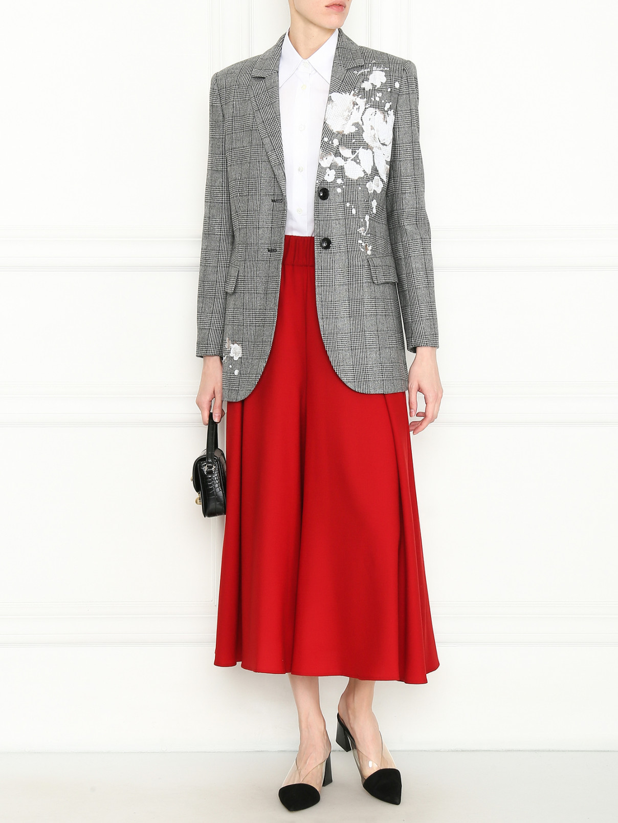 Широкие брюки из шерсти на резинке Aspesi  –  МодельОбщийВид  – Цвет:  Красный