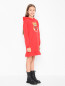 Платье из хлопка декорированное принтом с пайетками Moschino  –  МодельВерхНиз