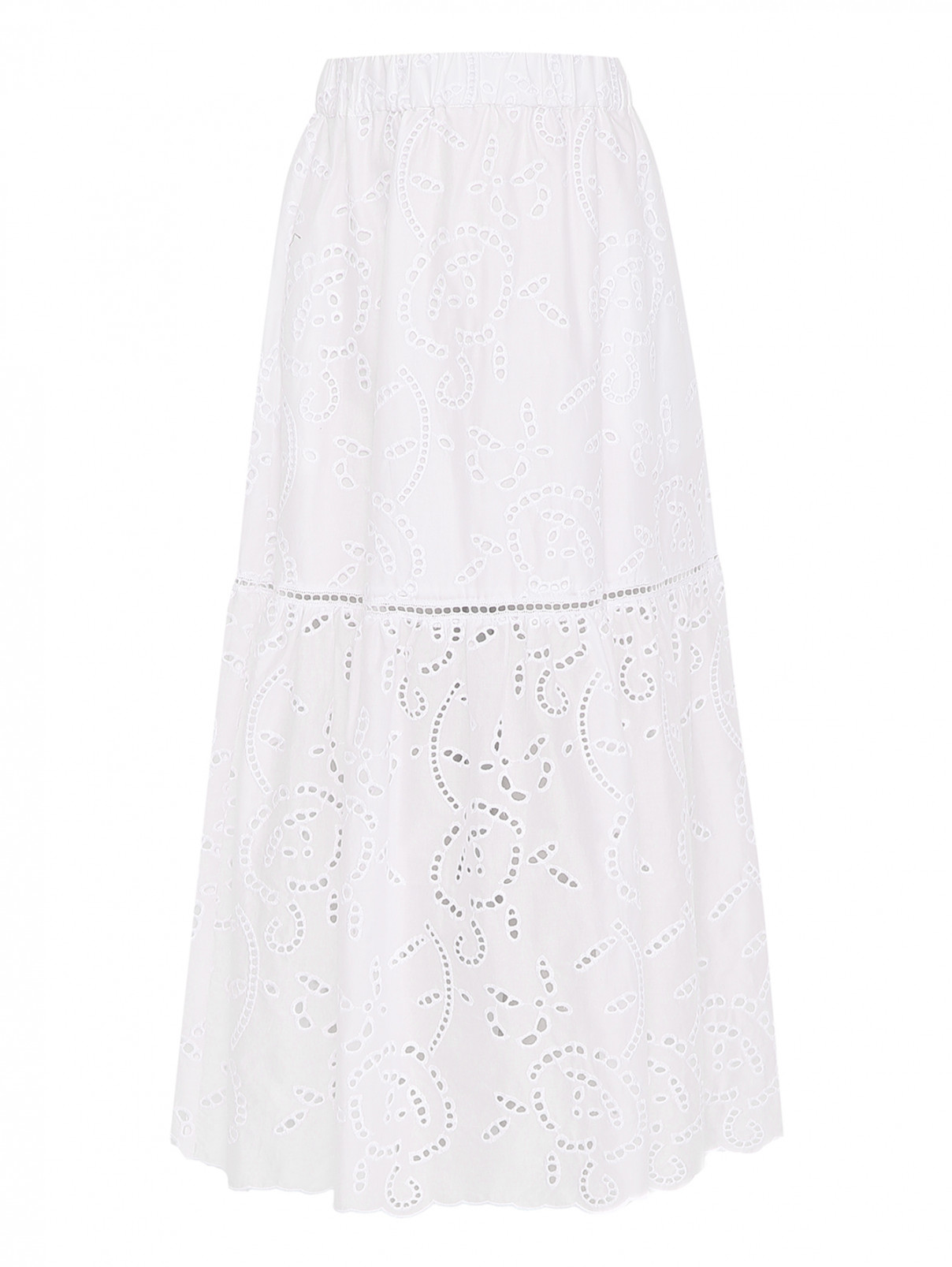Юбка из хлопка с вышивкой и карманами Max&Co  –  Общий вид  – Цвет:  Белый