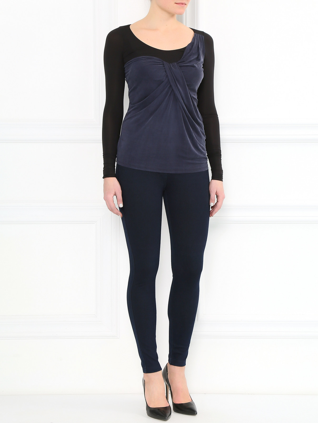 Блуза с драпировкой Max&Co  –  Модель Общий вид  – Цвет:  Синий