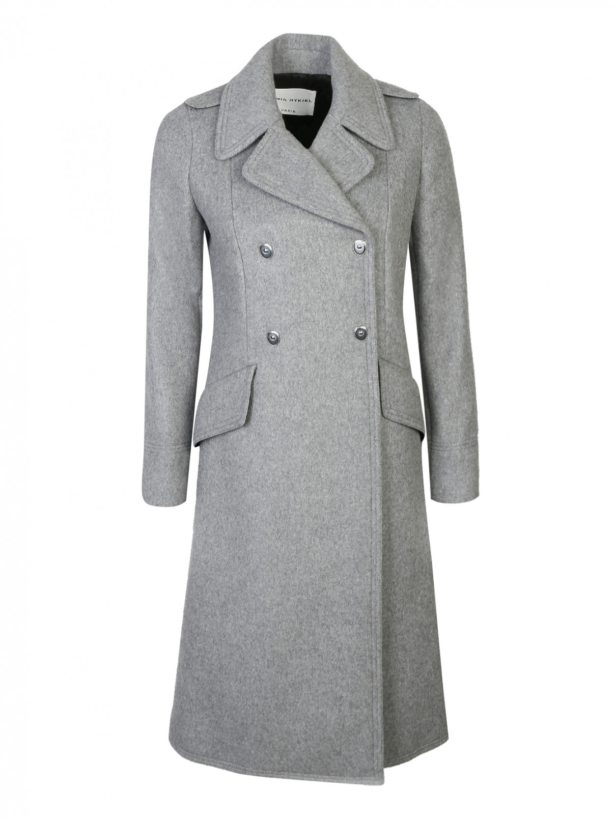 Пальто двубортное, из шерсти Sonia Rykiel  –  Общий вид  – Цвет:  Серый