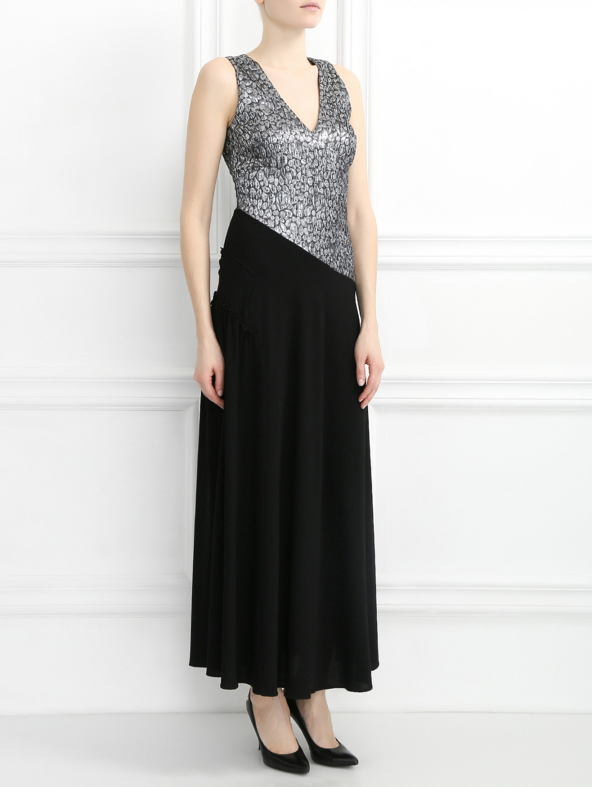 Платье-макси без рукавов Mariella Burani  –  Модель Общий вид  – Цвет:  Черный