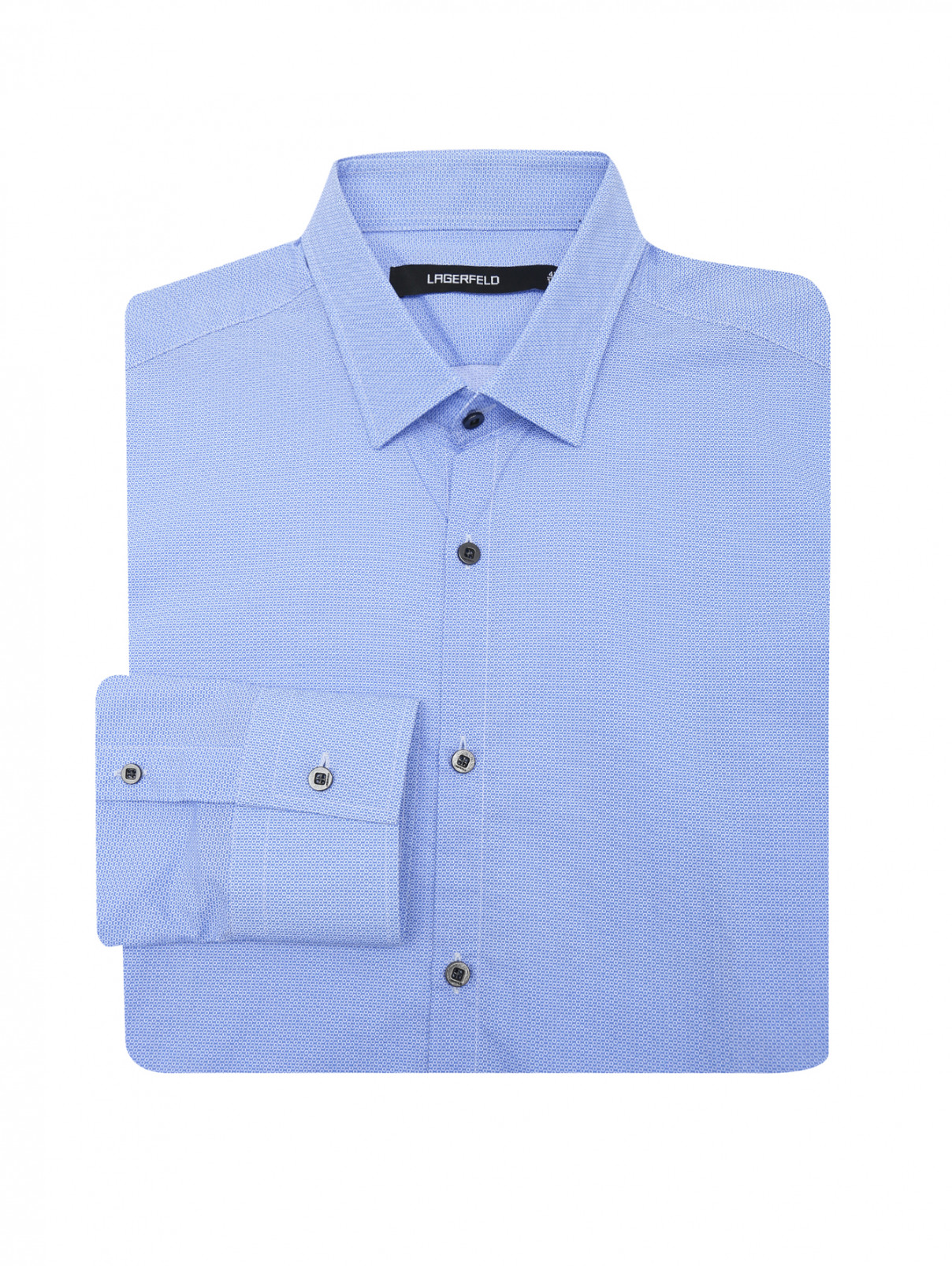 Рубашка из хлопка с узором Lagerfeld  –  Общий вид  – Цвет:  Синий