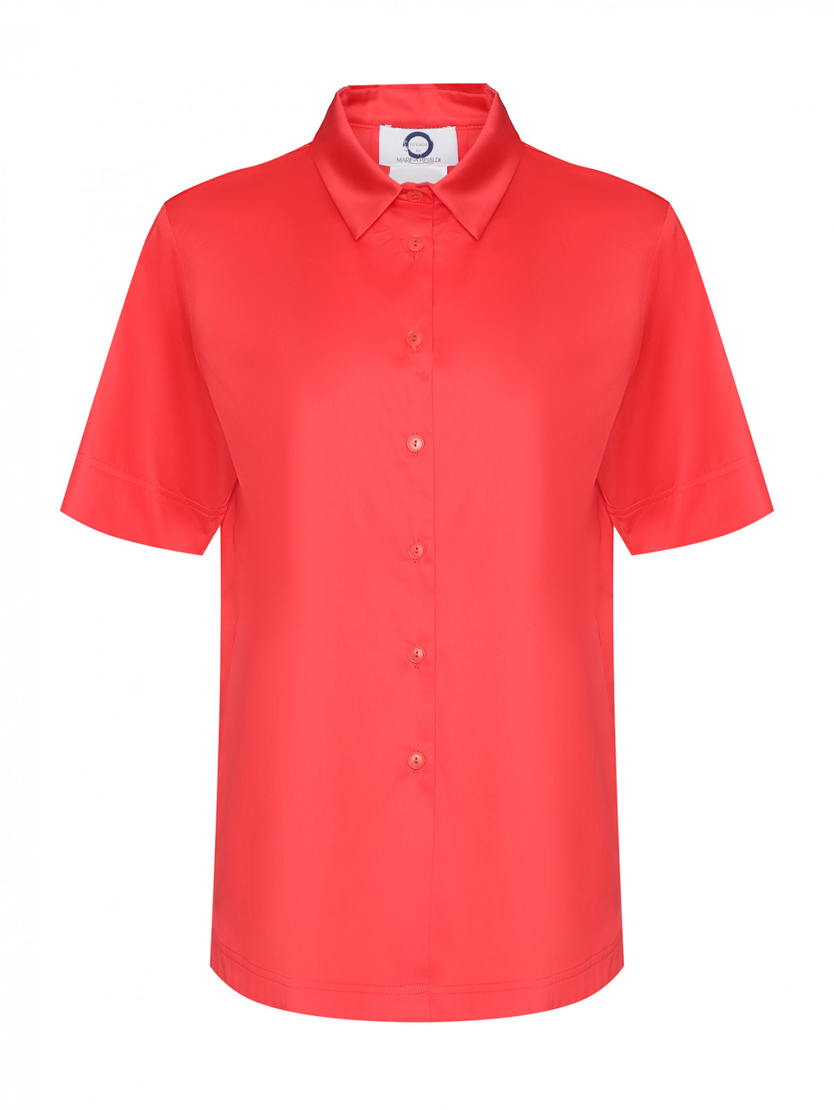 Рубашка из хлопка с коротким рукавом Marina Rinaldi  –  Общий вид  – Цвет:  Красный