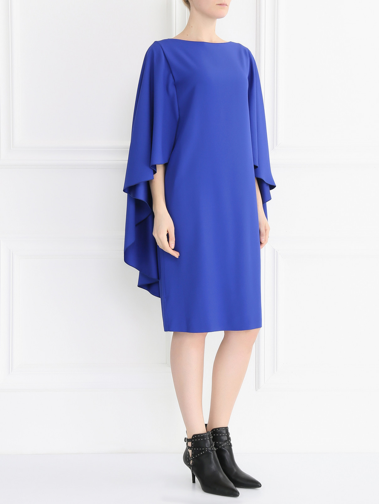Платье-миди асимметричного кроя Alberta Ferretti  –  Модель Общий вид  – Цвет:  Синий