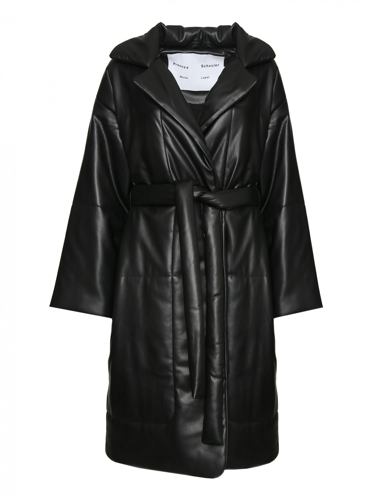 Стеганое пальто из эко-кожи Proenza Schouler  –  Общий вид  – Цвет:  Черный