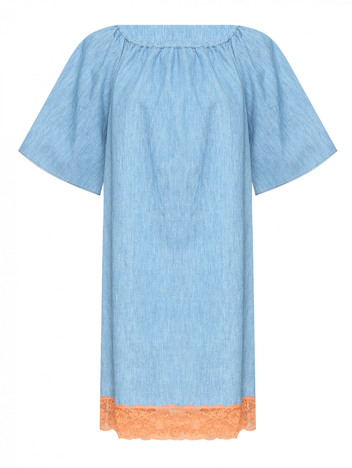 Платье из денима с вышивкой Moschino Boutique  –  Общий вид  – Цвет:  Синий