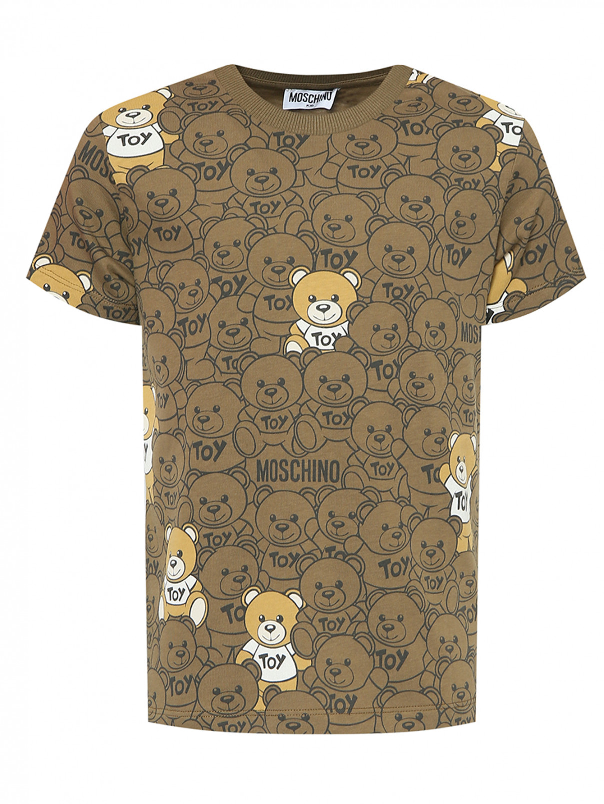 Хлопковая футболка с узором Moschino  –  Общий вид  – Цвет:  Зеленый