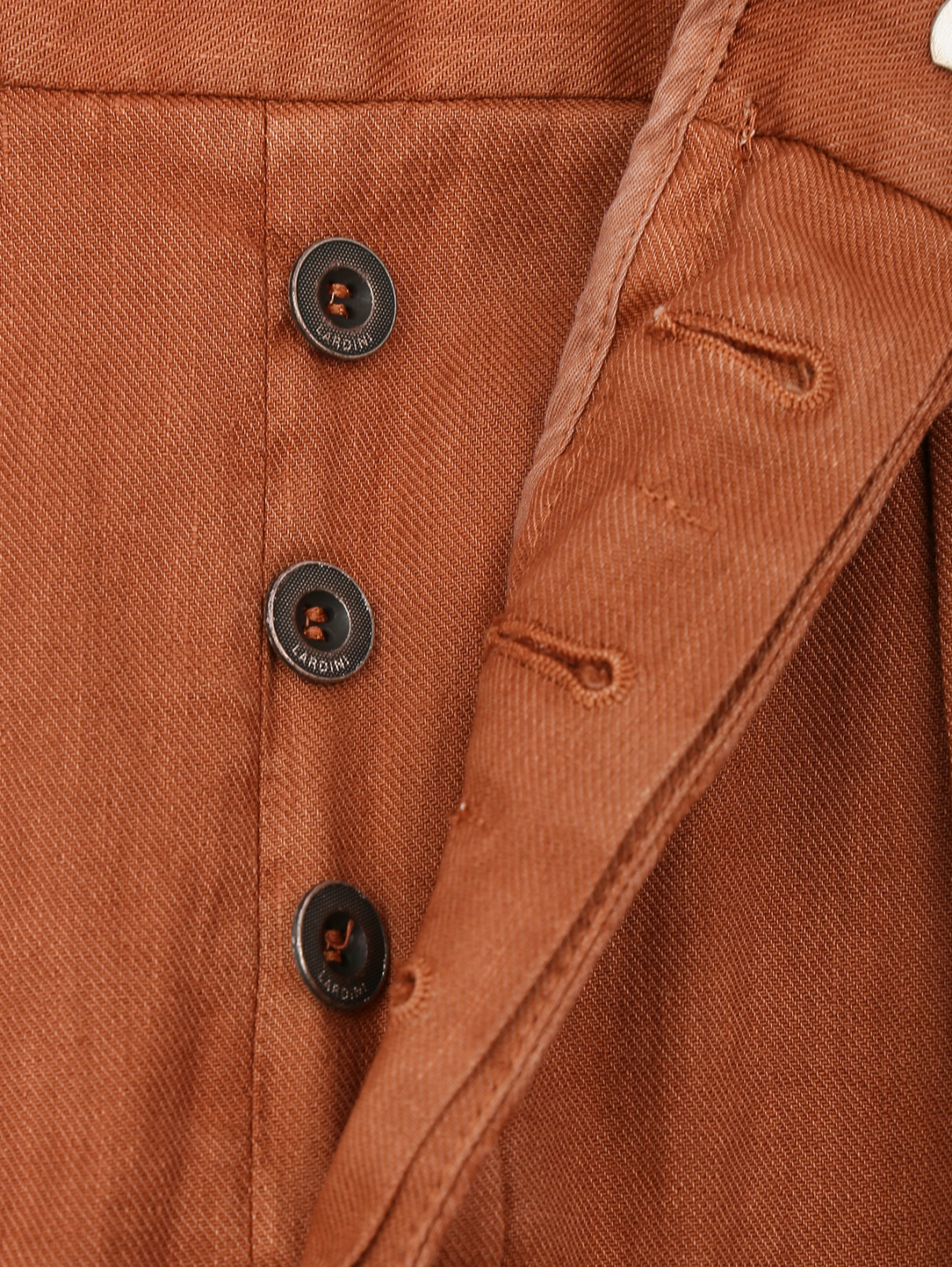 Брюки из хлопка и льна с карманами LARDINI  –  Деталь  – Цвет:  Оранжевый