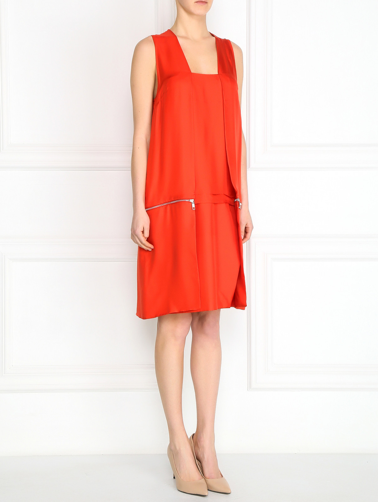 Платье из шелка с запахом Sportmax  –  Модель Общий вид  – Цвет:  Красный