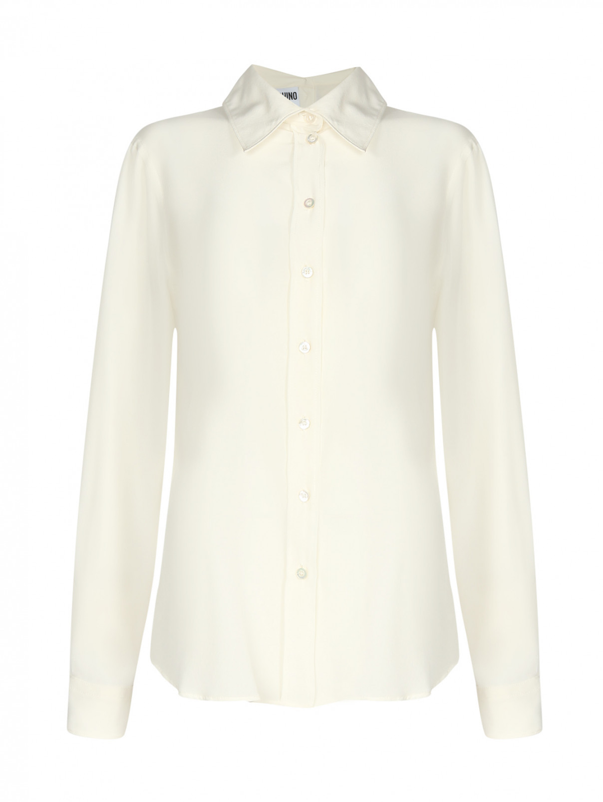 Блуза из шелка свободного кроя Moschino  –  Общий вид  – Цвет:  Белый