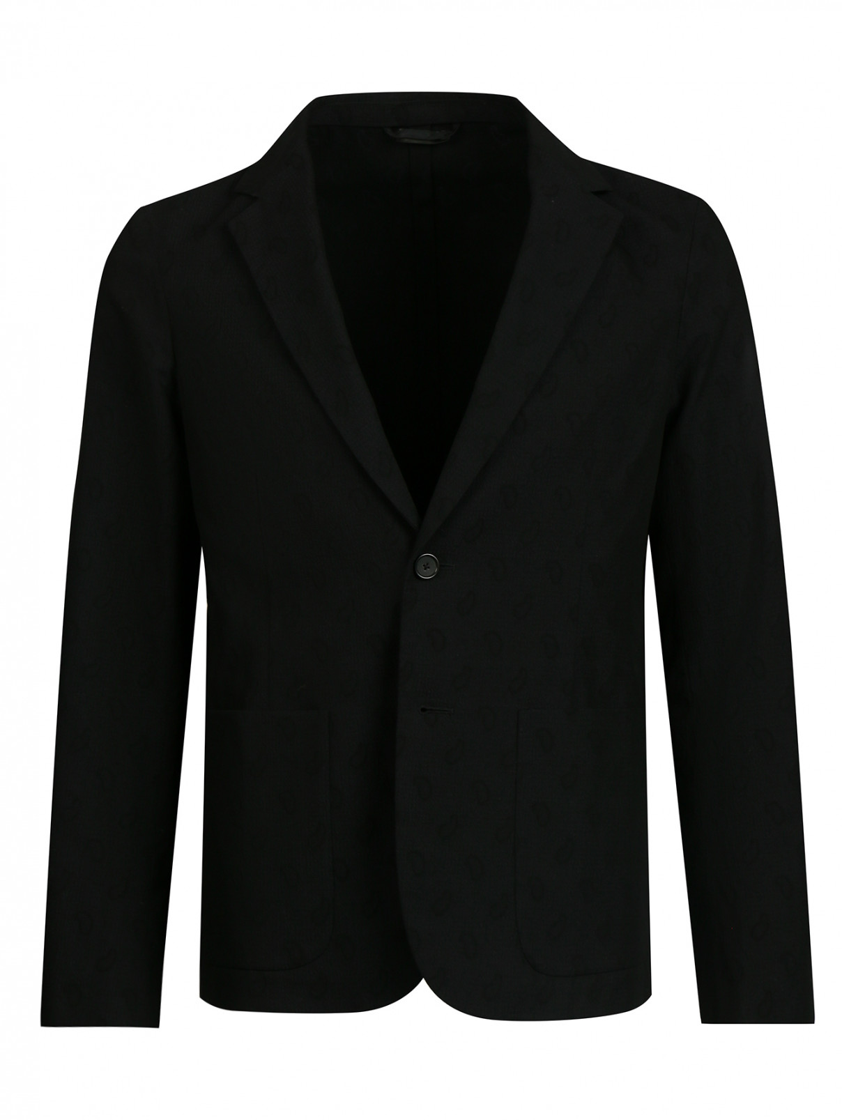 Пиджак однобортный из хлопка Jil Sander  –  Общий вид  – Цвет:  Черный