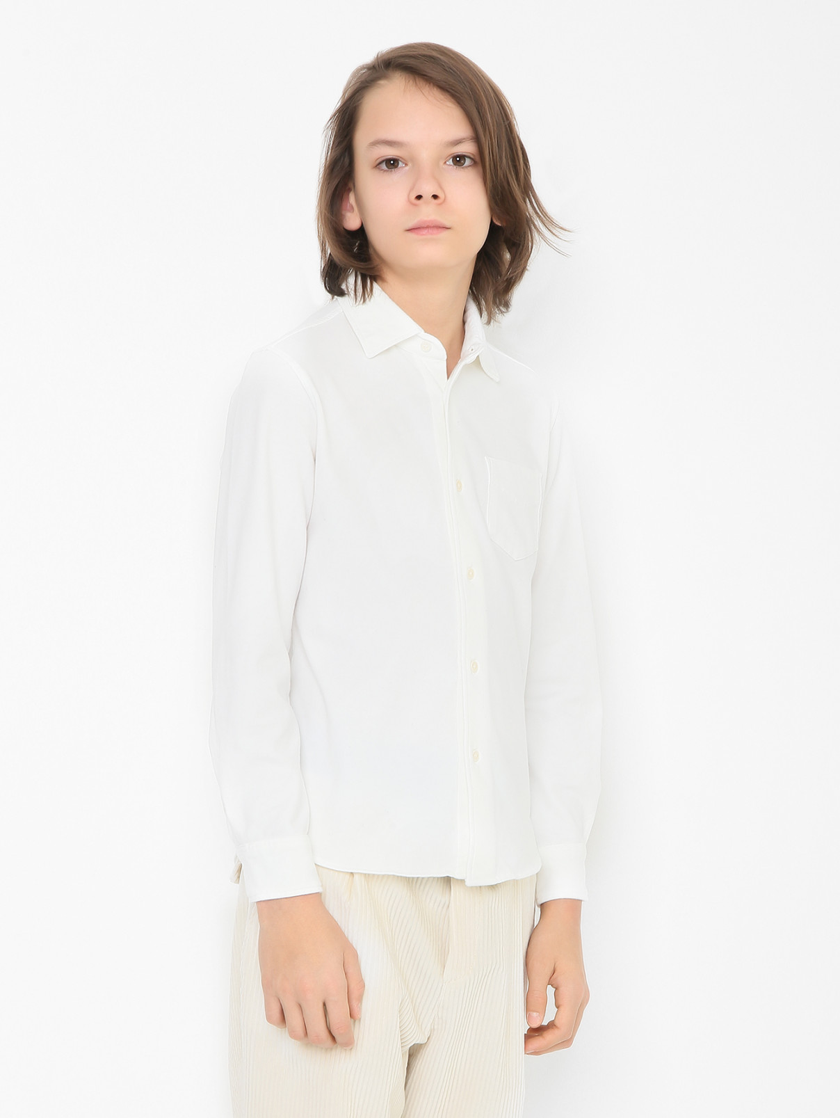 Рубашка из хлопка с карманом Aspesi  –  МодельВерхНиз  – Цвет:  Белый