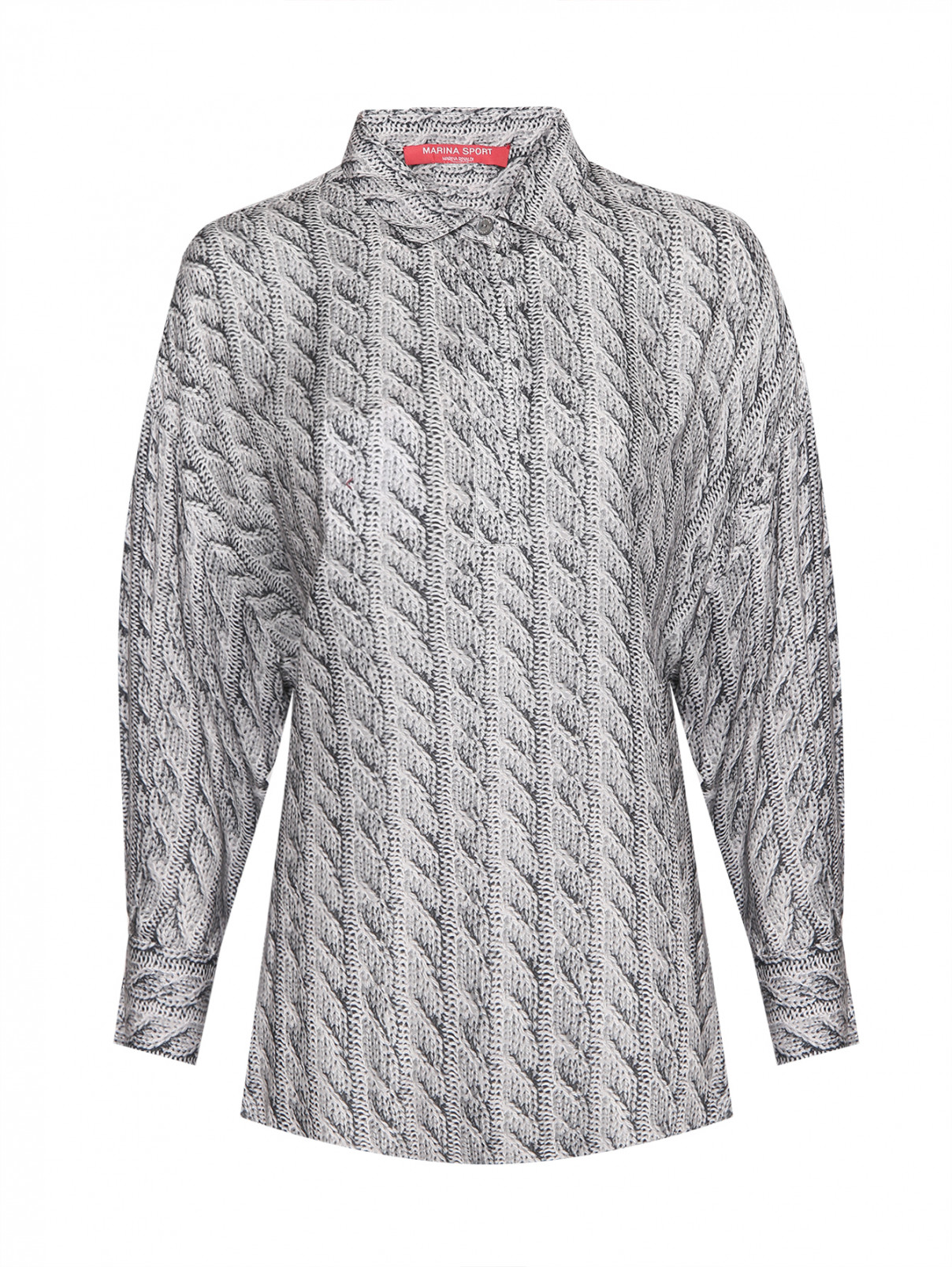 Блуза из вискозы с узором Marina Rinaldi  –  Общий вид  – Цвет:  Серый