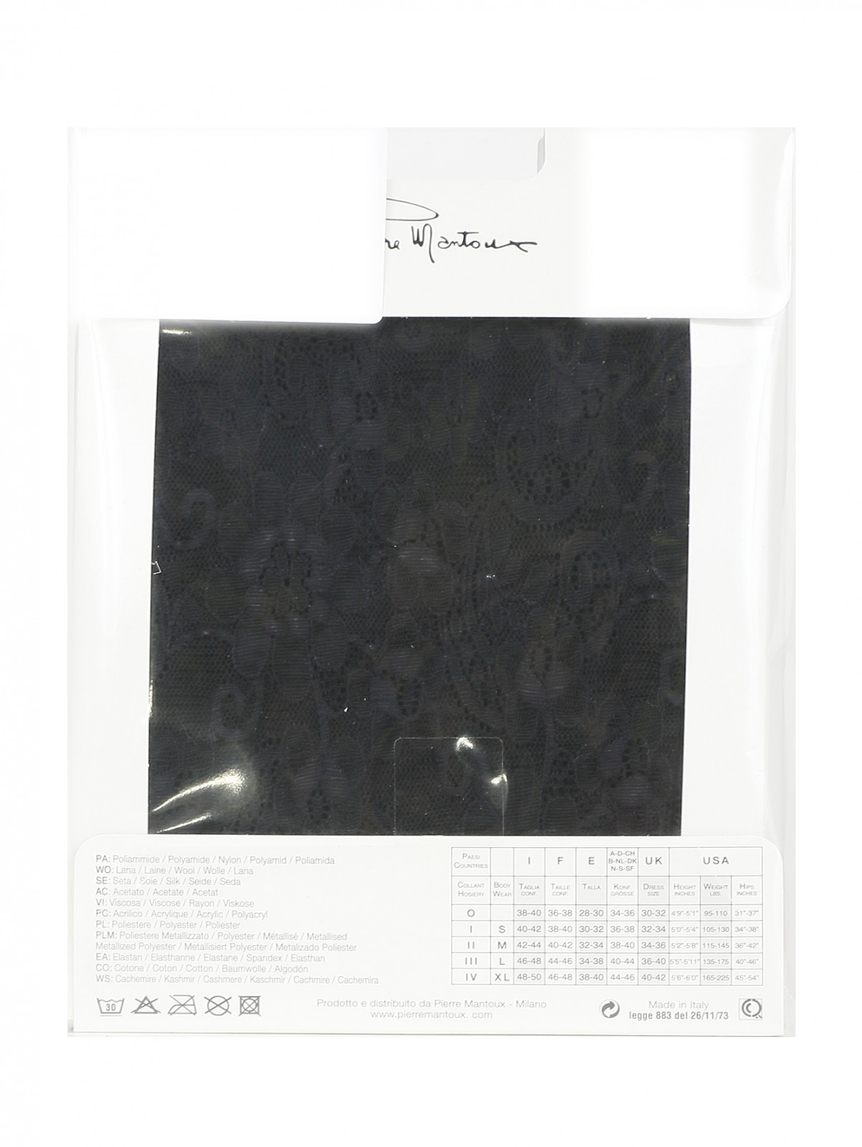 Черные ажурные колготки Pierre Mantoux  –  Общий вид  – Цвет:  Черный