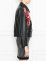 Кожаная куртка на молнии с цветочным принтом Moschino Boutique  –  МодельВерхНиз2