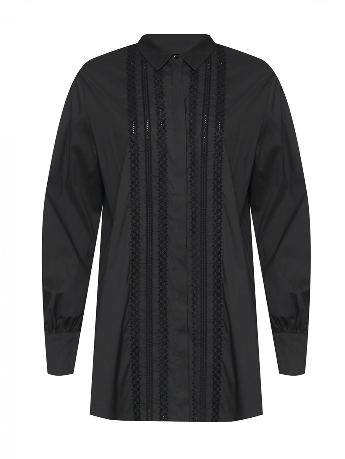 Блуза с вышивкой Marina Rinaldi  –  Общий вид  – Цвет:  Черный