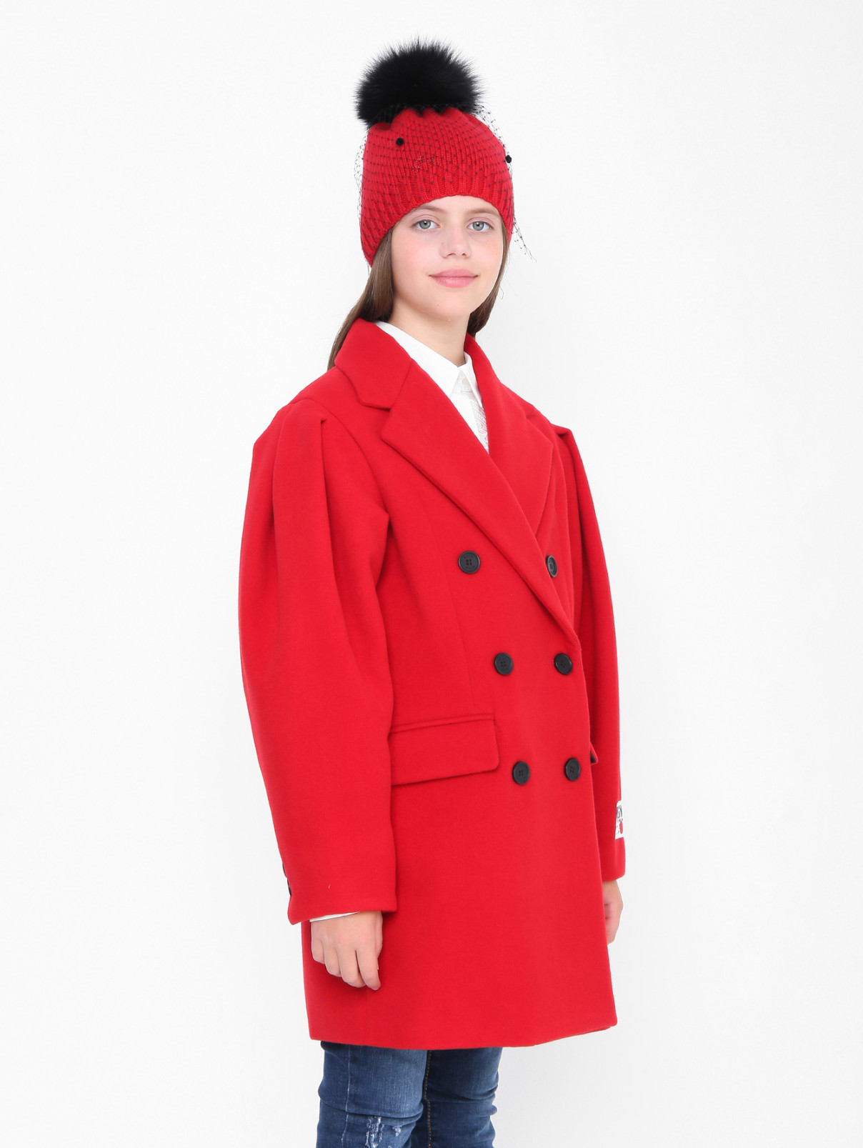 Двубортное пальто с рукавом-фонарик MSGM  –  МодельВерхНиз  – Цвет:  Красный