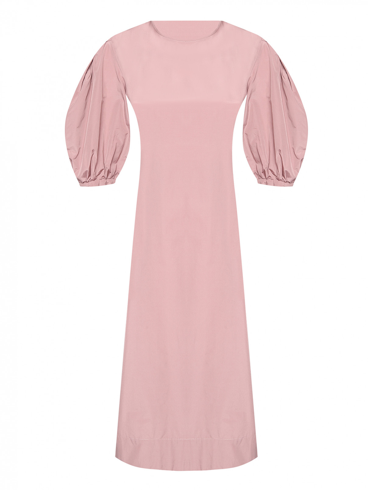 Однотонное платье из смешанного хлопка с коротким рукавом Max Mara  –  Общий вид  – Цвет:  Розовый