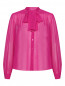 Блуза из шелка однотонная с бантом Luisa Spagnoli  –  Общий вид