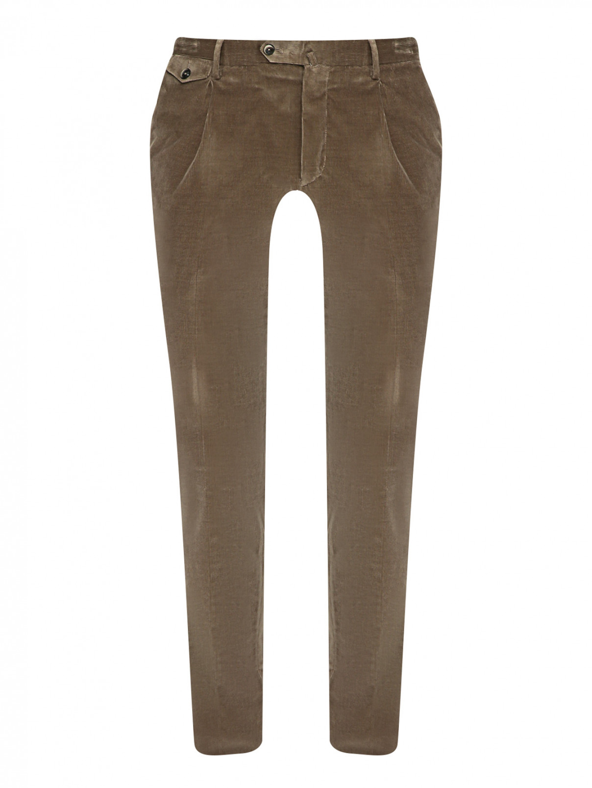 Вельветовые брюки зауженного кроя PT Torino  –  Общий вид  – Цвет:  Зеленый