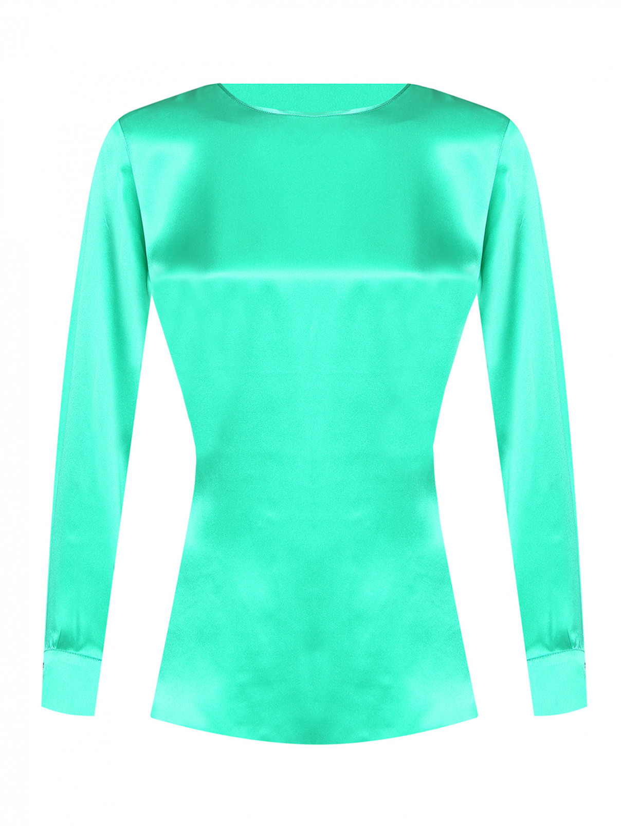 Однотонная блуза из шелка Marina Rinaldi  –  Общий вид  – Цвет:  Зеленый