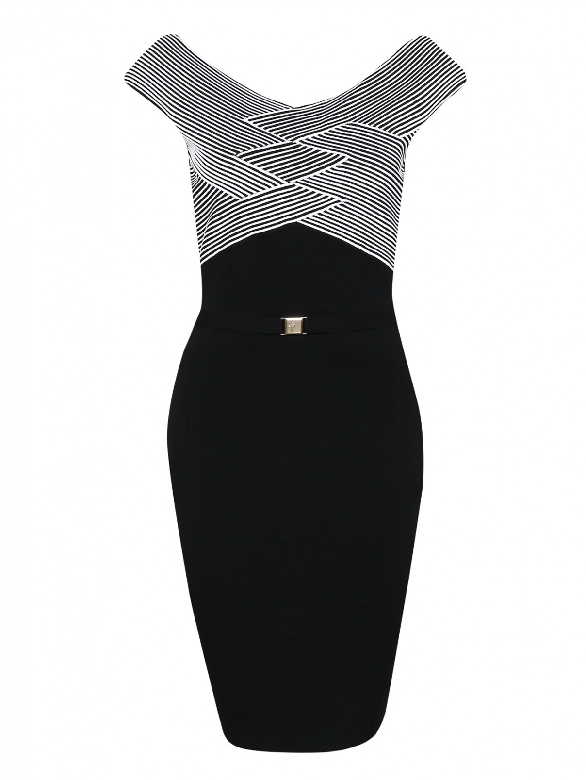 Платье-футляр с геометрическим узором Versace Collection  –  Общий вид  – Цвет:  Черный