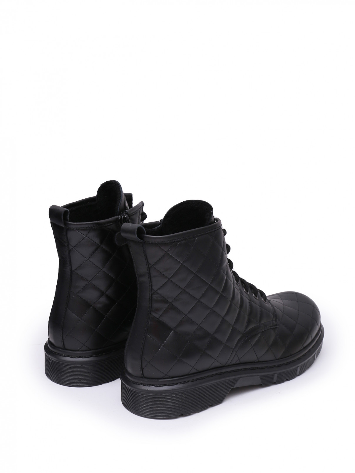 Стеганые кожаные ботинки Gallucci  –  Обтравка2  – Цвет:  Черный