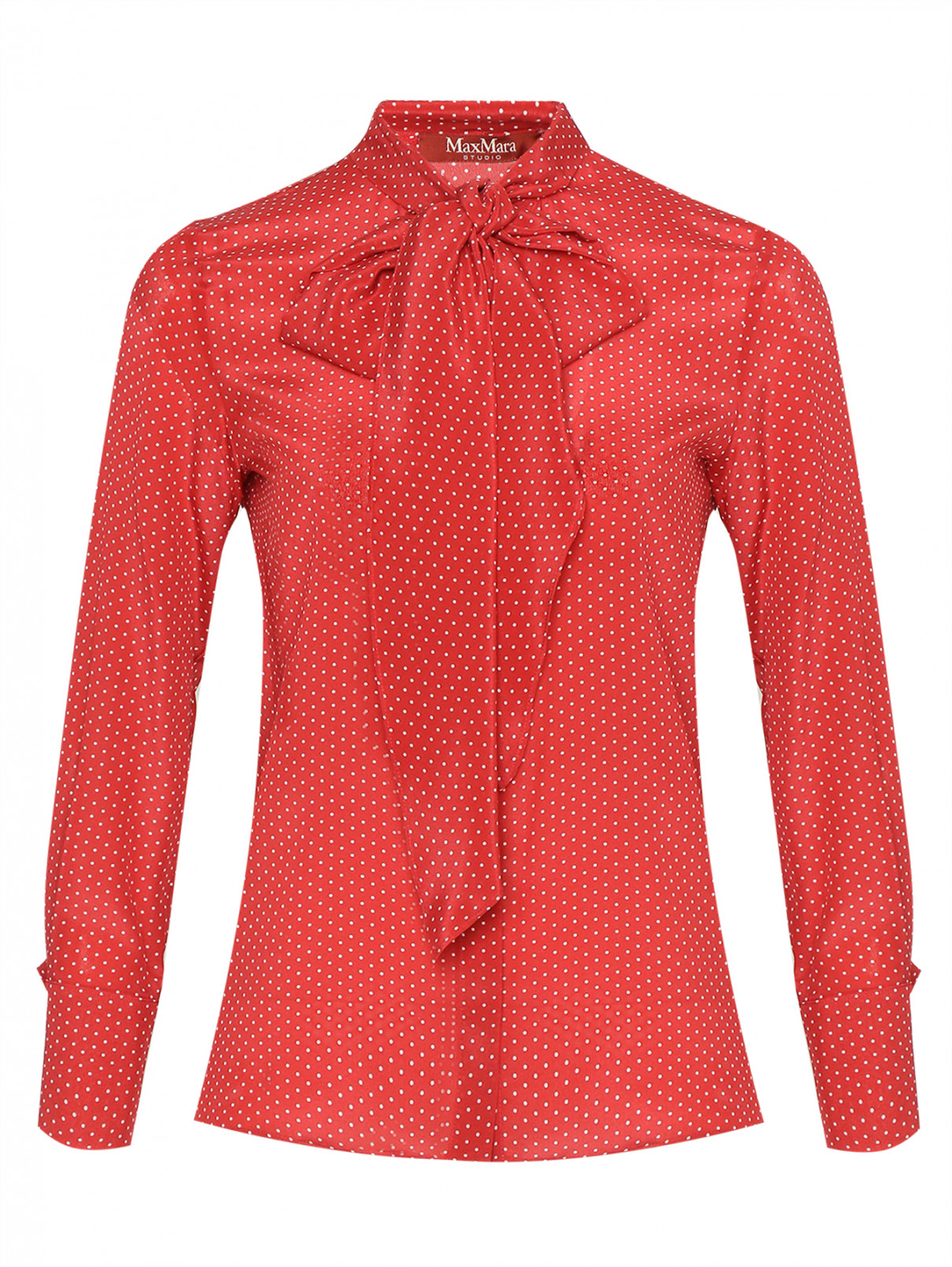 Блуза из шёлка с узором Max Mara  –  Общий вид  – Цвет:  Красный