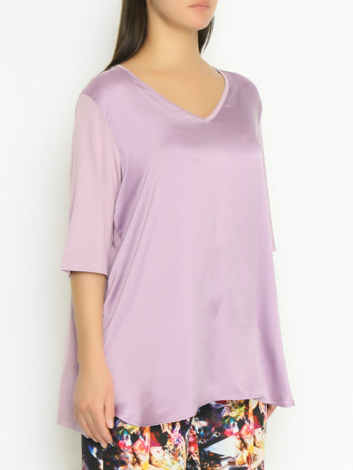 Блуза-футболка из шелка и вискозы Marina Rinaldi - МодельВерхНиз