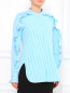 Рубашка из хлопка с узором в полоску с рюшами Jil Sander  –  Модель Верх-Низ