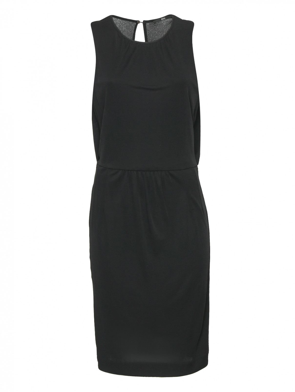 Трикотажное платье-футляр Hugo Boss  –  Общий вид  – Цвет:  Черный