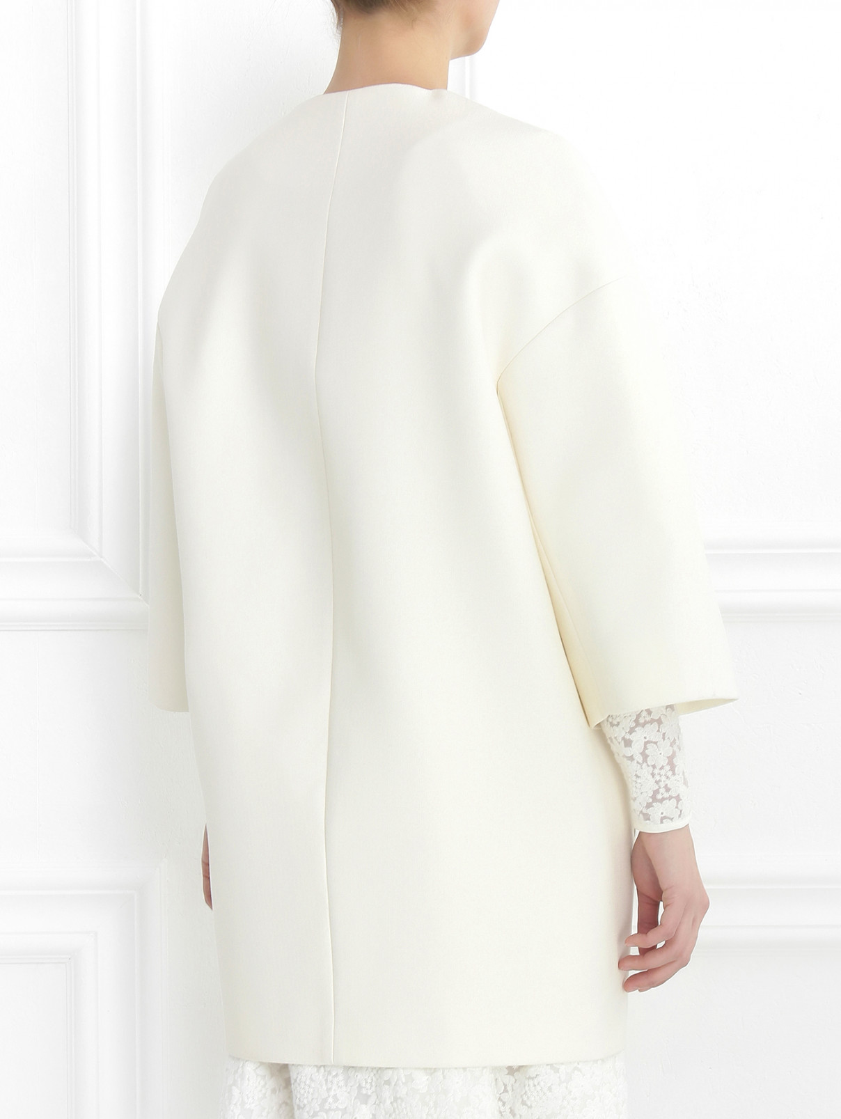 Легкое пальто из хлопка с цветочным узором Giambattista Valli  –  Модель Верх-Низ1  – Цвет:  Белый