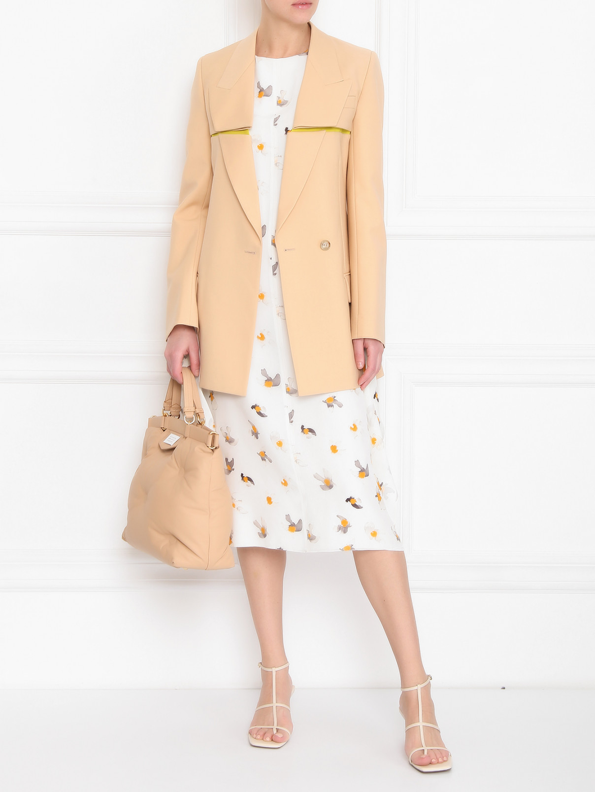 Платье из шелка с узором Nina Ricci  –  МодельОбщийВид  – Цвет:  Белый