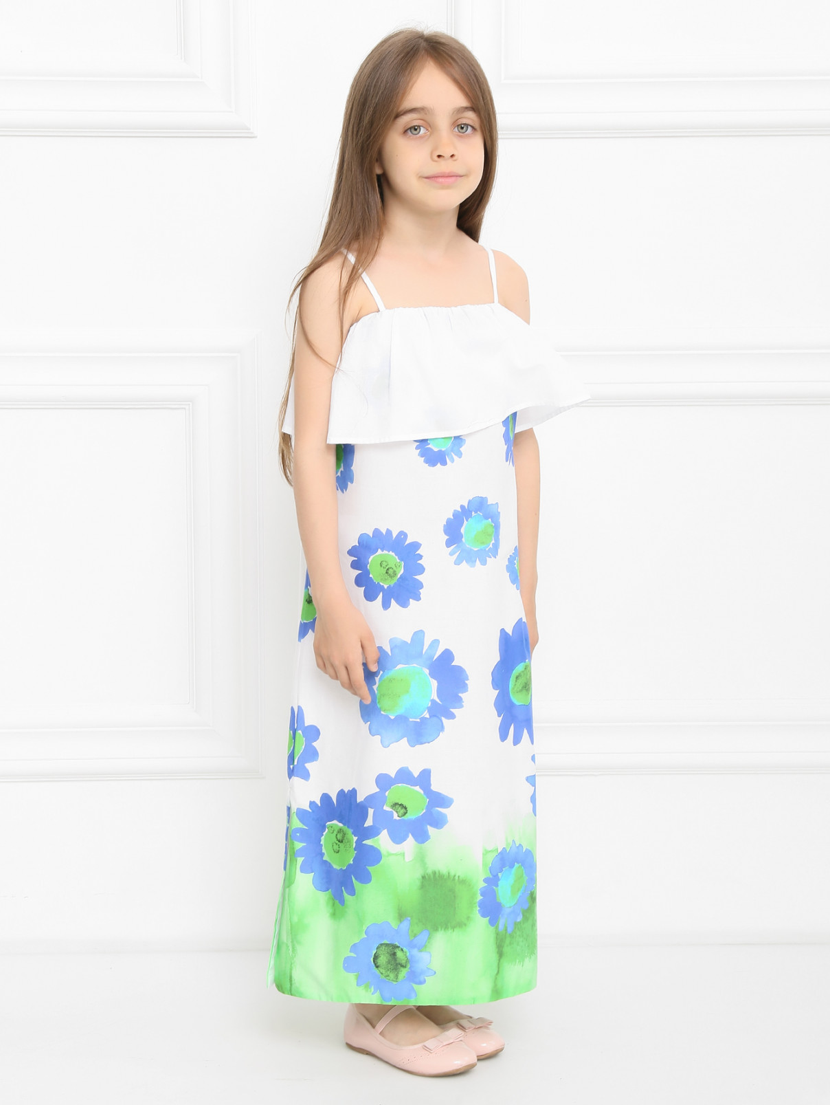 Платье из хлопка с цветочным узором Parrot Italy  –  Модель Общий вид  – Цвет:  Белый