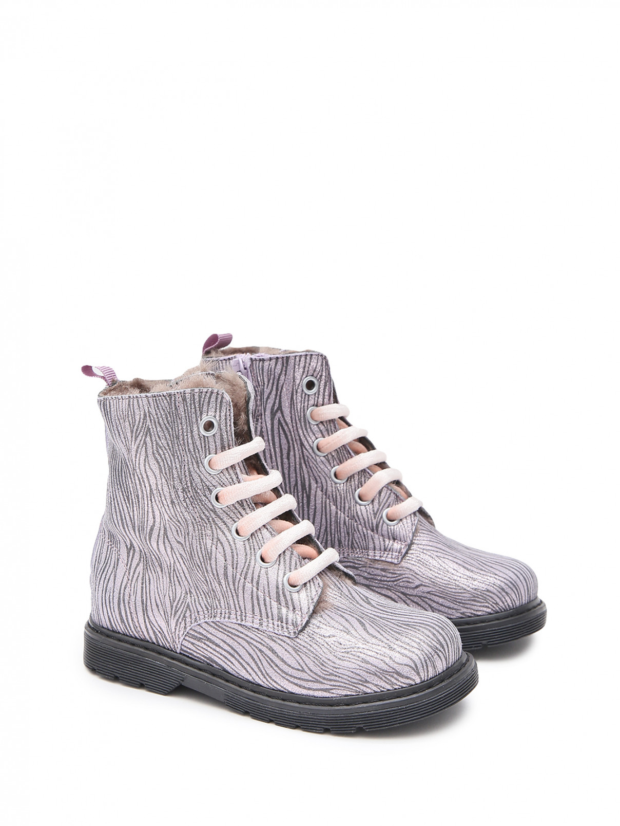 Ботинки из замши с блеском Zecchino d`Oro  –  Общий вид  – Цвет:  Фиолетовый