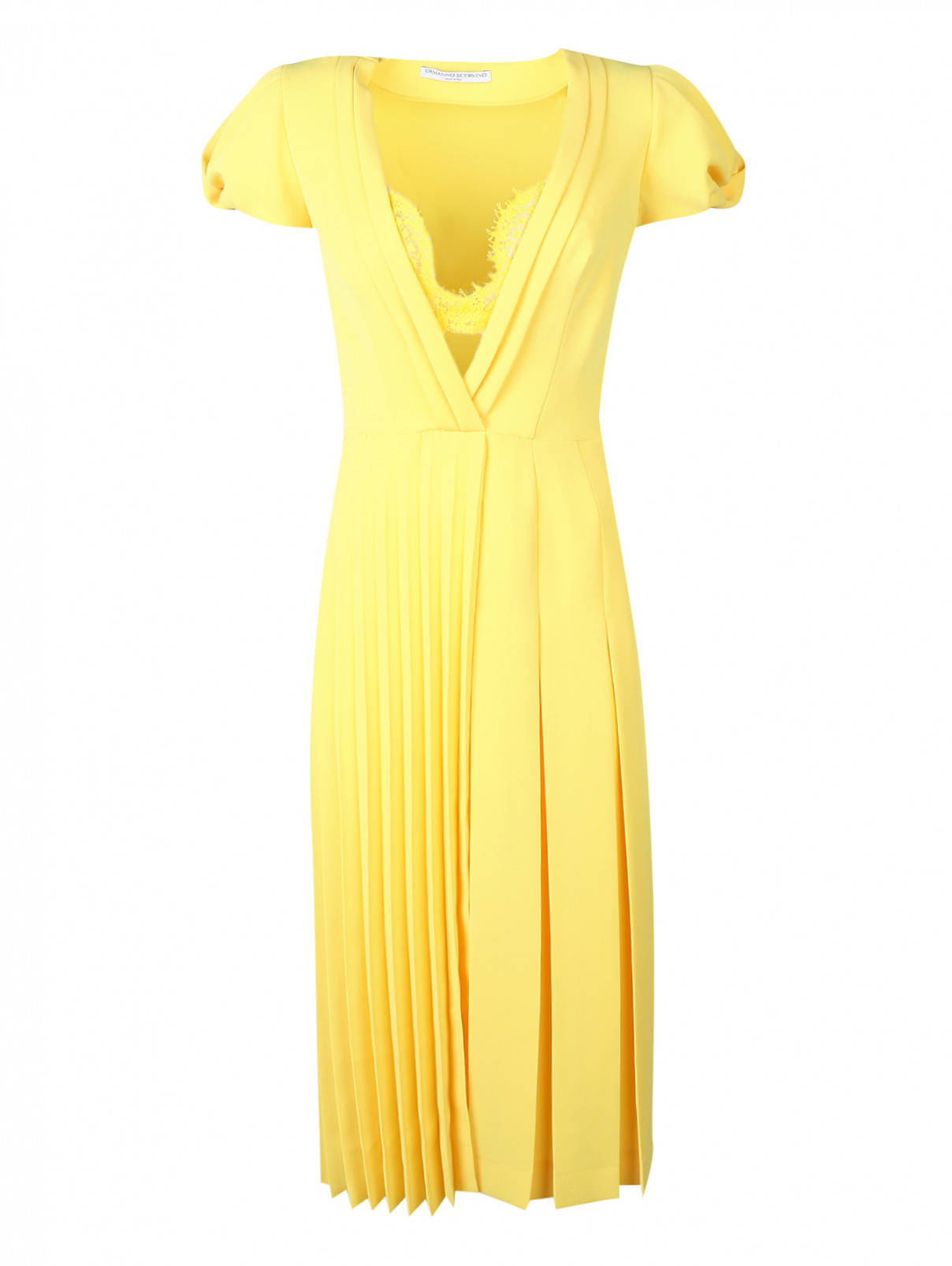 Платье-миди из шелка Ermanno Scervino  –  Общий вид  – Цвет:  Желтый