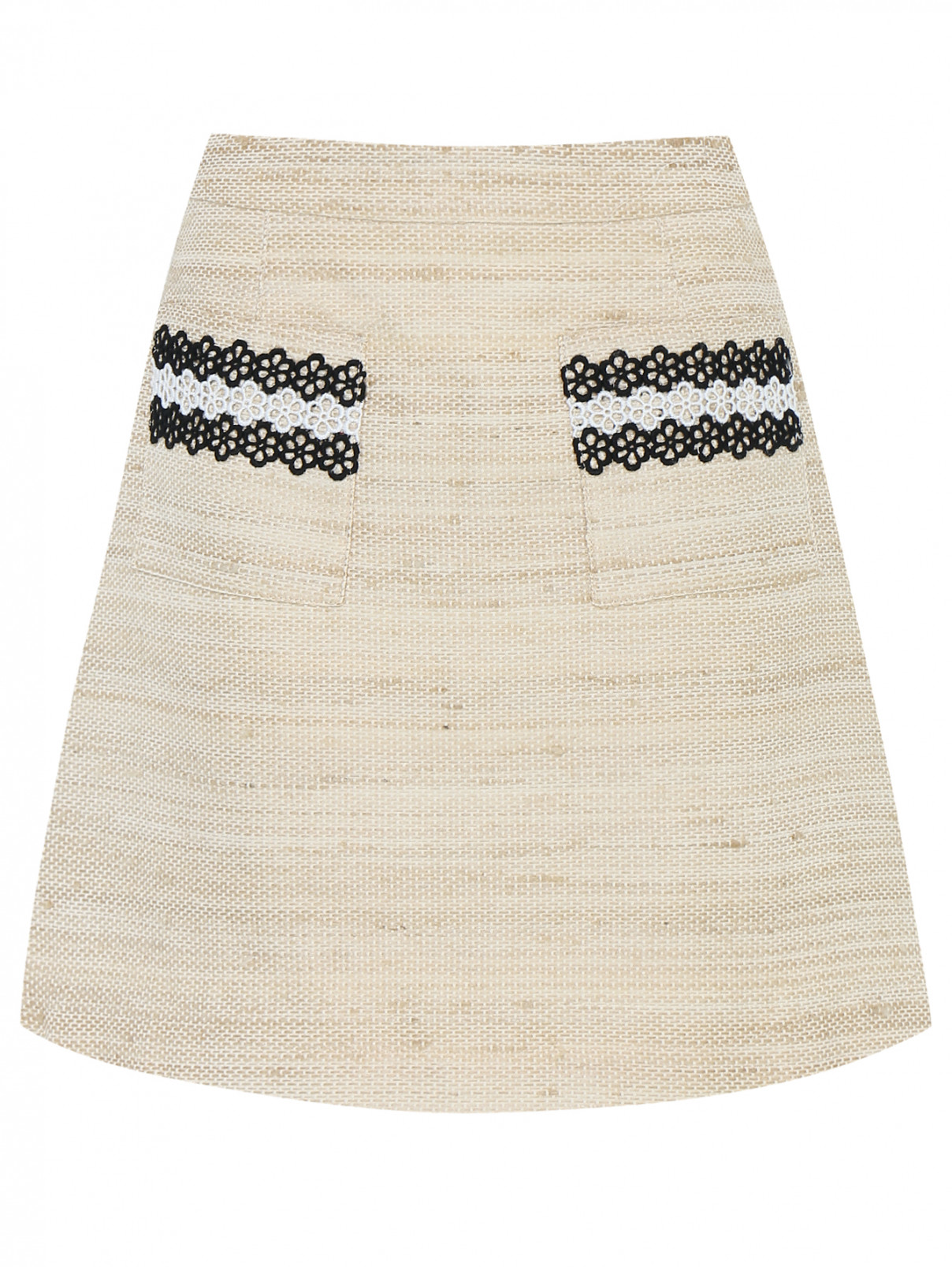Мини-юбка из фактурной ткани MiMiSol  –  Общий вид  – Цвет:  Бежевый