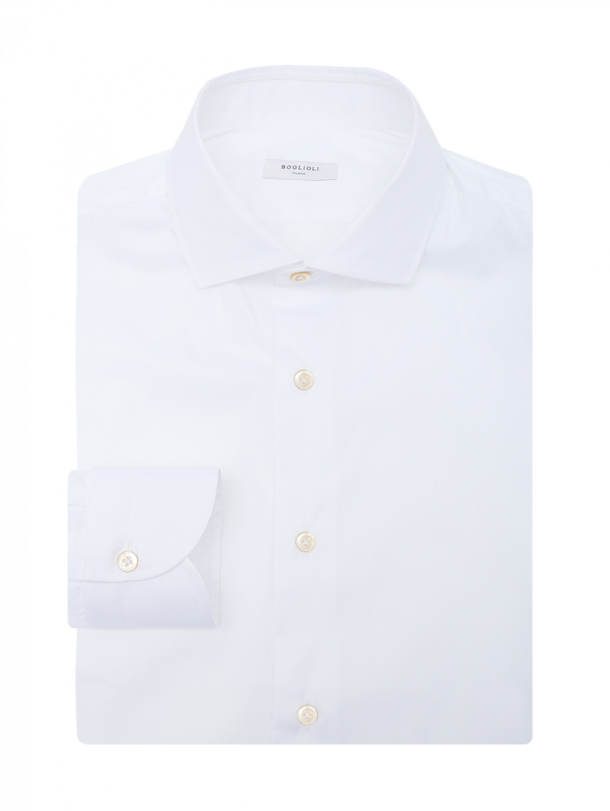 Рубашка из хлопка на пуговицах Boglioli  –  Общий вид  – Цвет:  Белый