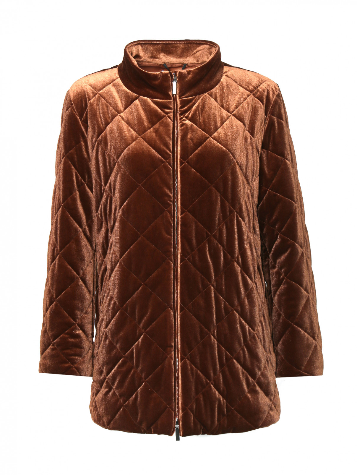Стеганая куртка на молнии с карманами Marina Rinaldi  –  Общий вид  – Цвет:  Коричневый