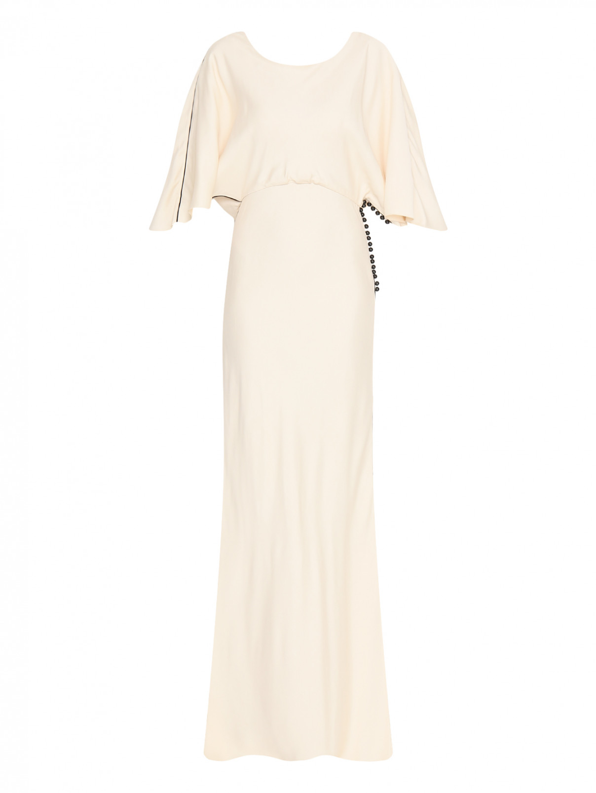 Платье-макси с открытой спиной Elisabetta Franchi  –  Общий вид  – Цвет:  Бежевый