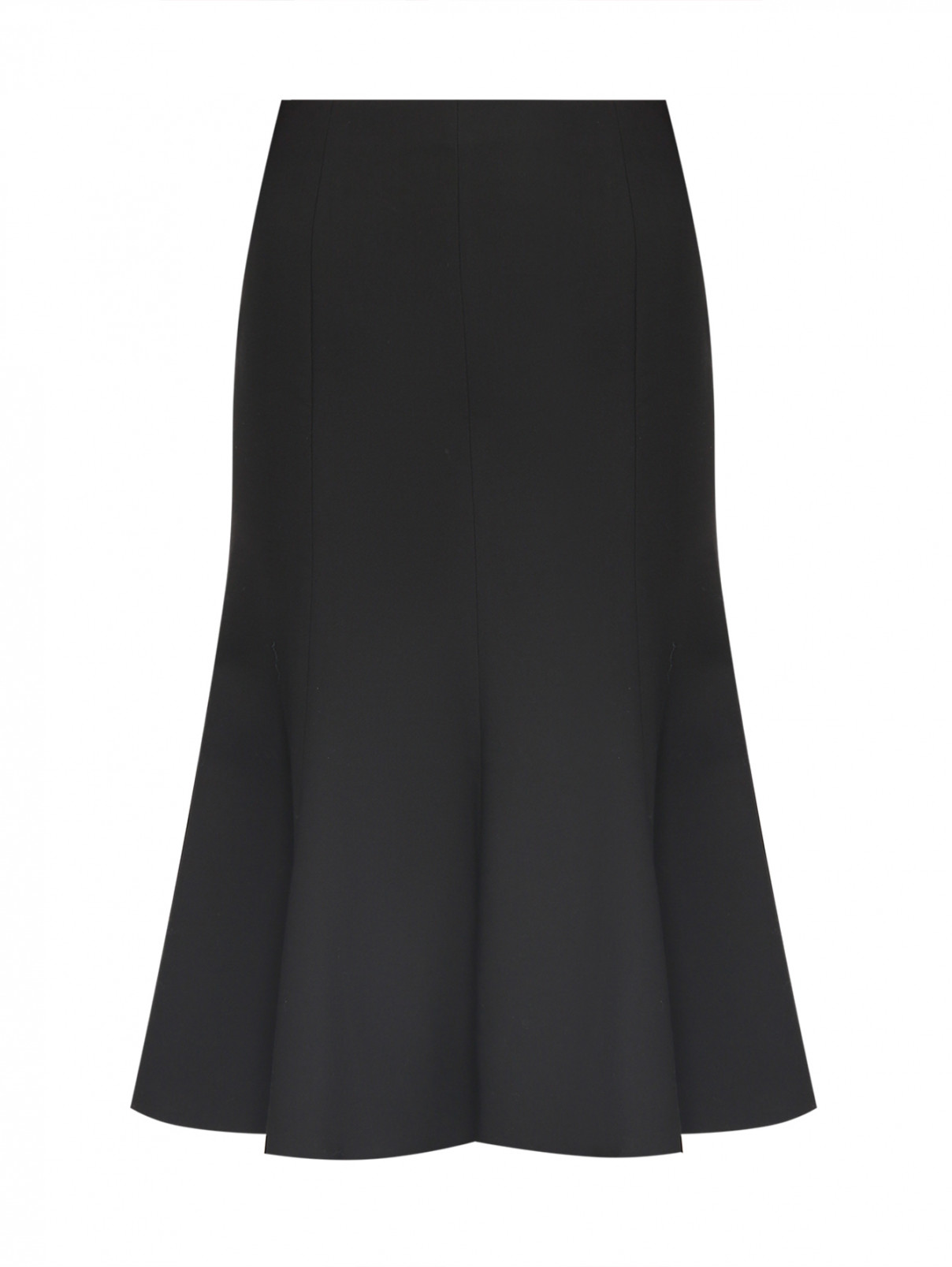 Однотонная юбка-колокол из шерсти Luisa Spagnoli  –  Общий вид  – Цвет:  Черный