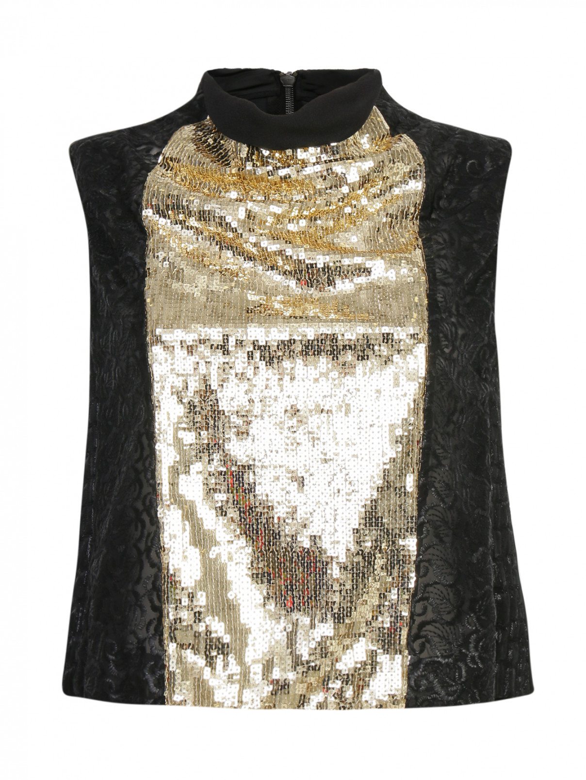 Укороченная блуза расшитая пайетками Antonio Marras  –  Общий вид  – Цвет:  Черный